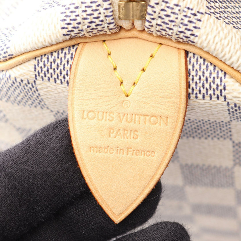 路易威登 Speedy 30 手提包 N41001 Damier Azur 帆布皮革 白色 二手 LV-3