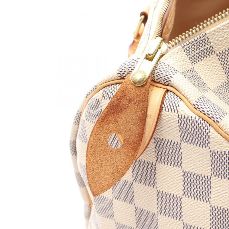 路易威登 Speedy 30 手提包 N41001 Damier Azur 帆布皮革 白色 二手 LV-6
