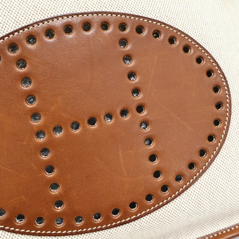 米色帆布 棕色牛皮 Evelyne 29 肩背包 口K刻【HERMES 愛馬仕】-9