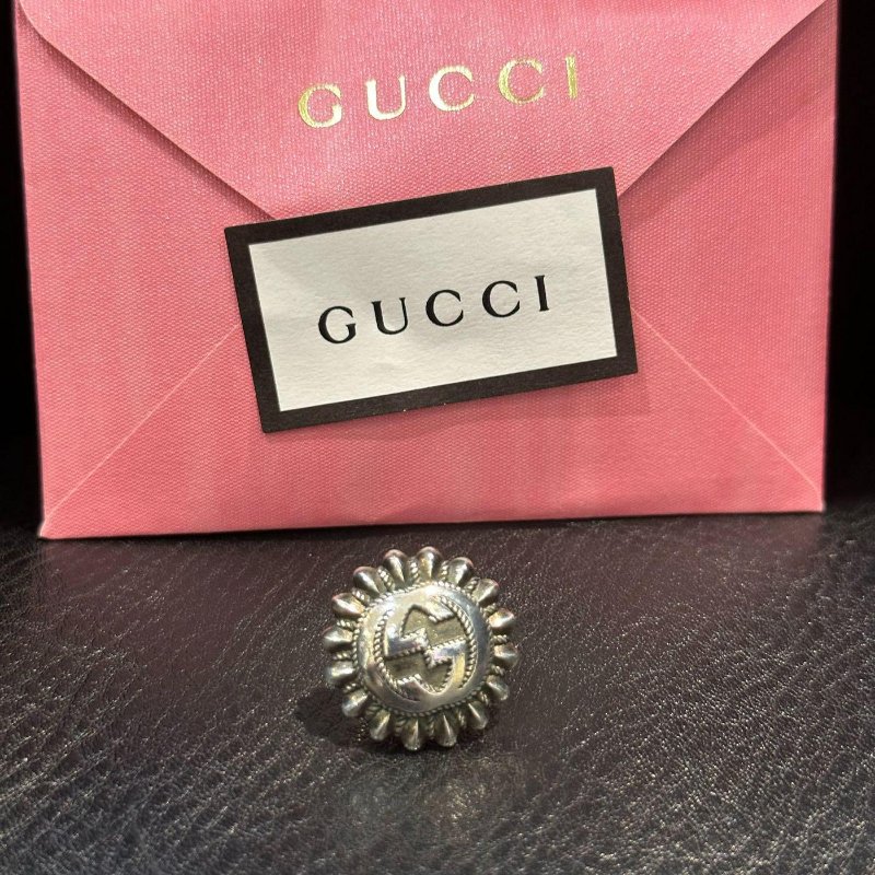 💎Han's house精品服飾💎GUCCI 古馳 雙G 刻花 胸針 純銀 復古款 義大利製 現貨 原價9800-0