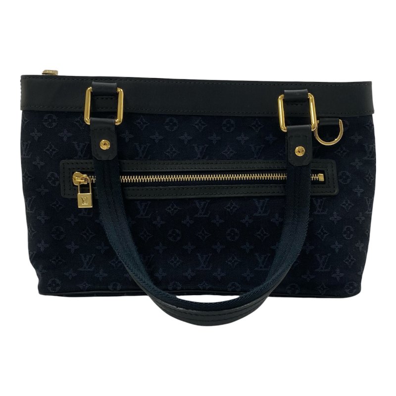 Louis Vuitton 路易威登 M92680 Mini Lin Lucille PM 手提包 藍色 老花 帆布 金釦-1