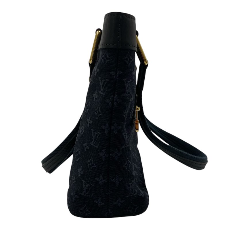 Louis Vuitton 路易威登 M92680 Mini Lin Lucille PM 手提包 藍色 老花 帆布 金釦-2