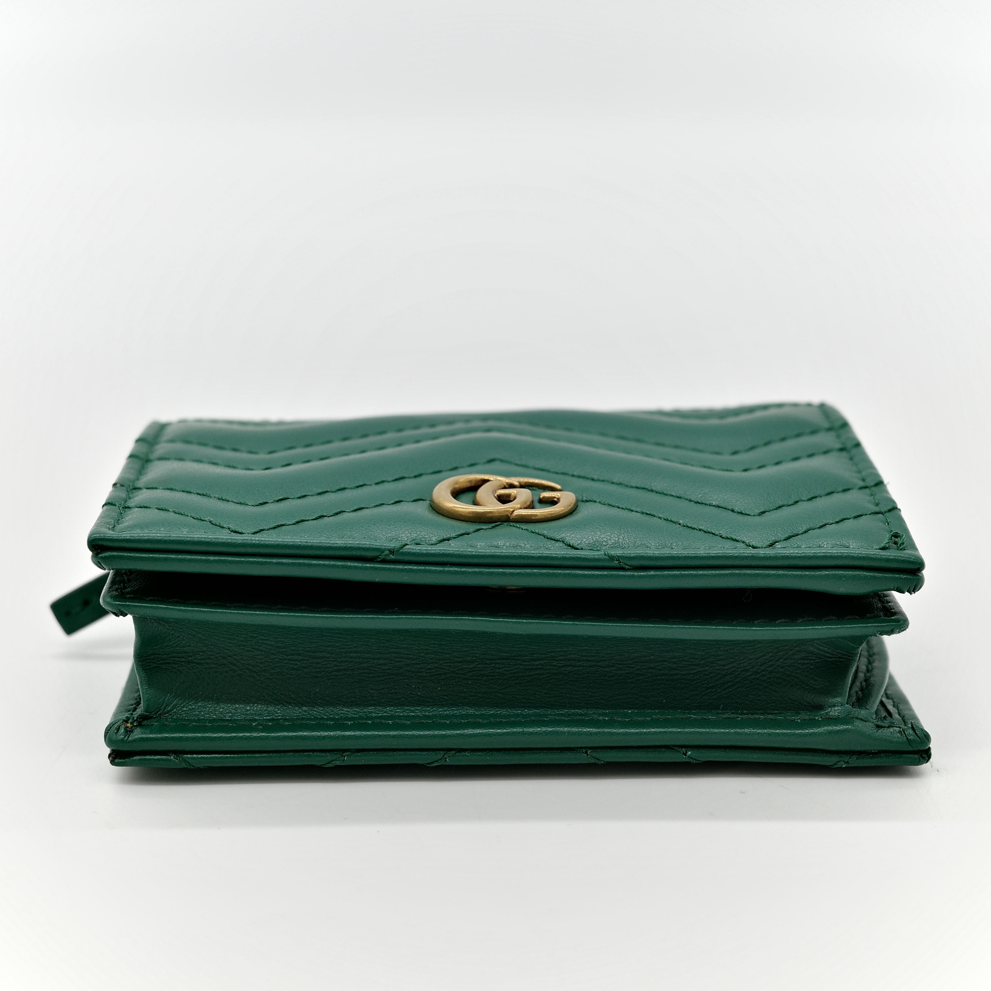 Gucci 古馳 Marmont綠色 兩折短夾-2