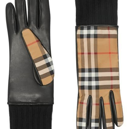 💎Han's house精品服飾💎Burberry 經典款 格紋 小羊皮 羊毛 手套-9