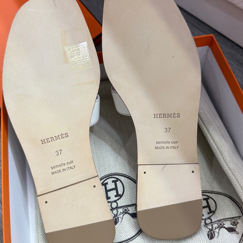全新未使用Hermes 愛馬仕Oran H拖鞋 凉鞋白色 37碼-2