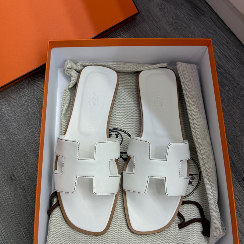 全新未使用Hermes 愛馬仕Oran H拖鞋 凉鞋白色 37碼-4