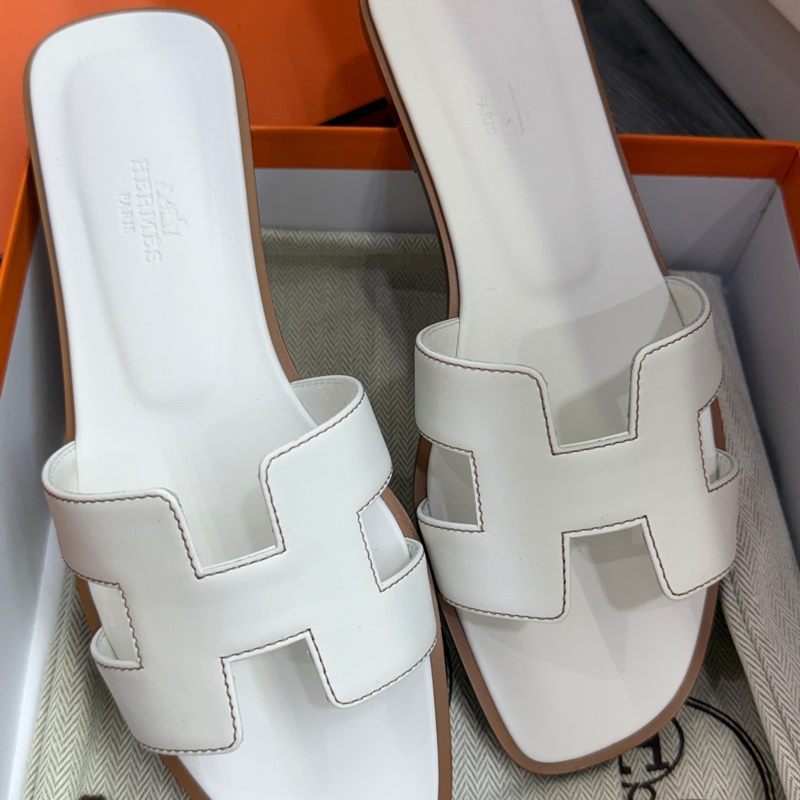 全新未使用Hermes 愛馬仕Oran H拖鞋 凉鞋白色 37碼-7