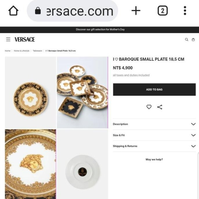 💎Han's house精品服飾💎VERSACE 凡賽斯 LOGO 女王頭 陶瓷牆壁裝飾盤 德國製造 18CM 現貨 原價4900-1