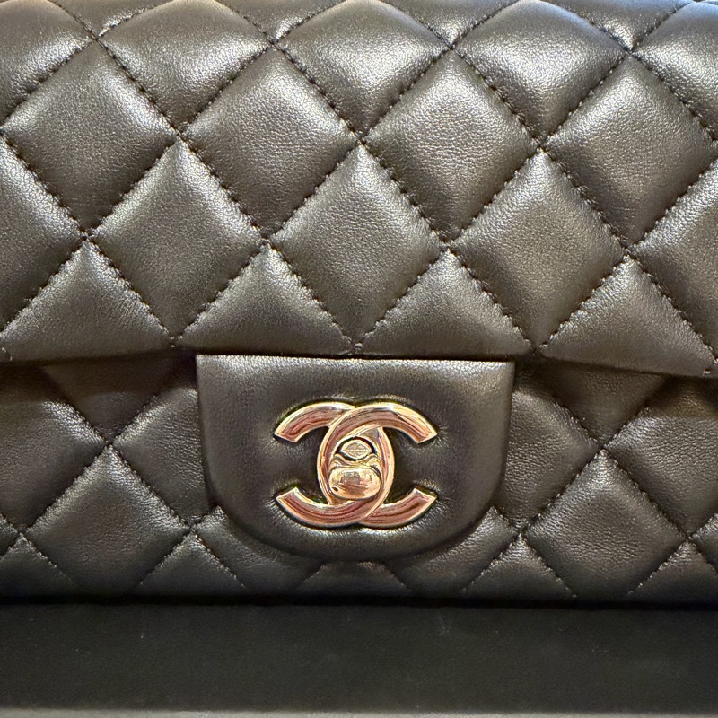 Chanel CF20大mini黑銀色羊皮-1