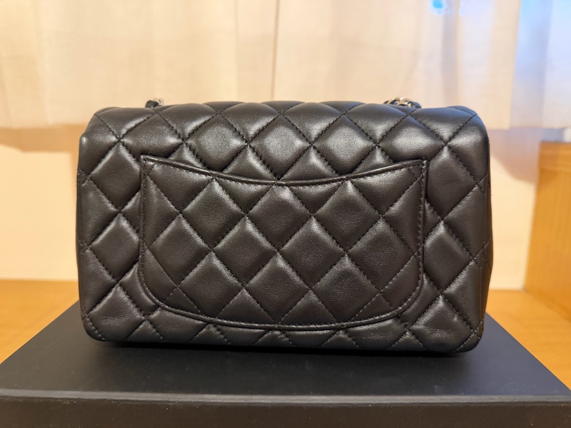 Chanel CF20大mini黑銀色羊皮-4