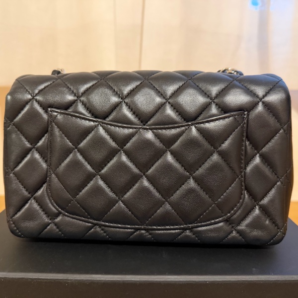 Chanel CF20大mini黑銀色羊皮-6