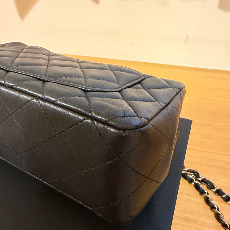 Chanel CF20大mini黑銀色羊皮-9