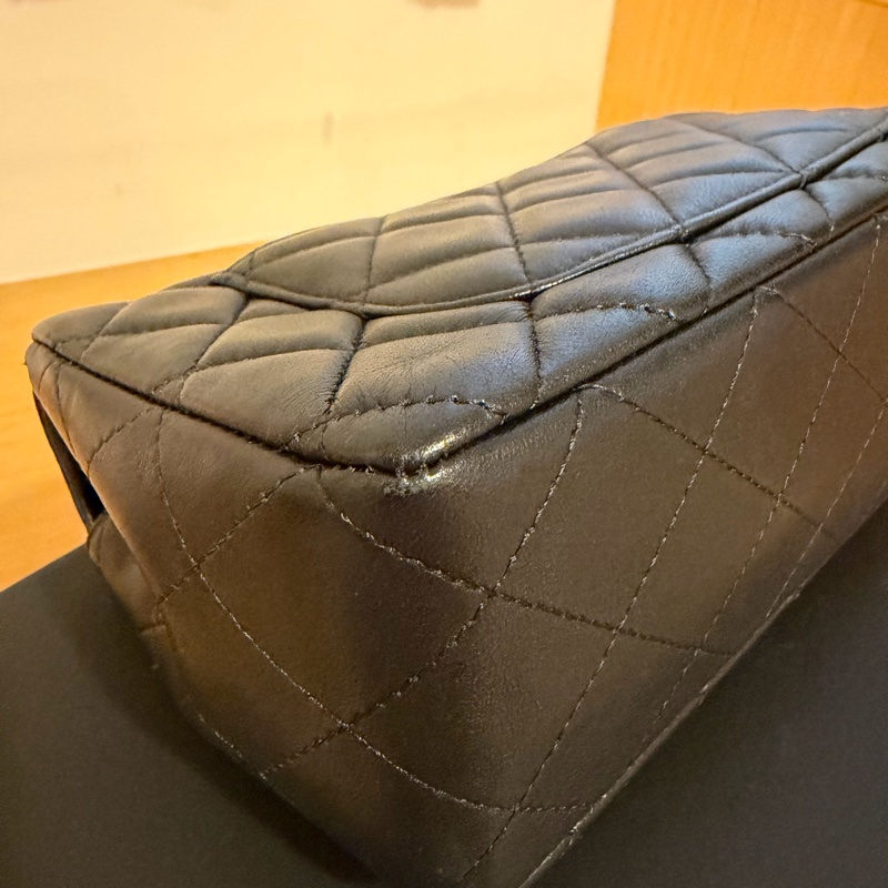 Chanel CF20大mini黑銀色羊皮-10
