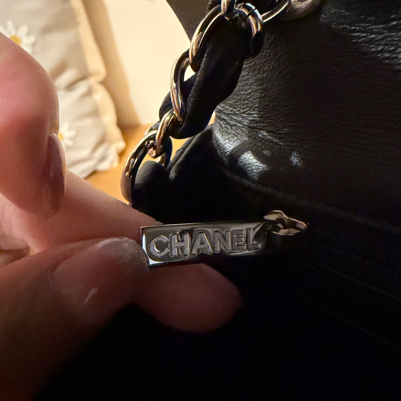 Chanel CF20大mini黑銀色羊皮-15
