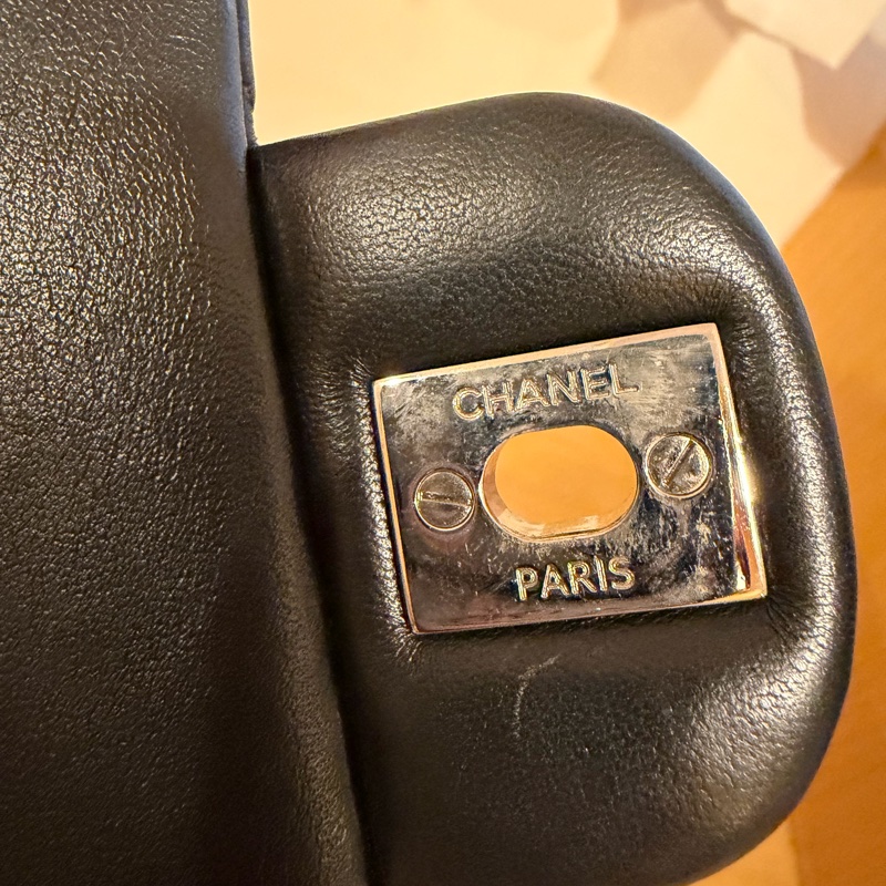 Chanel CF20大mini黑銀色羊皮-16