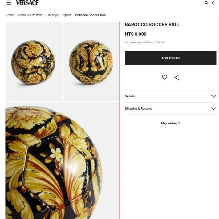 💎Han's house精品服飾💎VERSACE 凡賽斯 女神頭 頂級黑牌 巴洛克 足球 20CM 現貨 原價8000-1