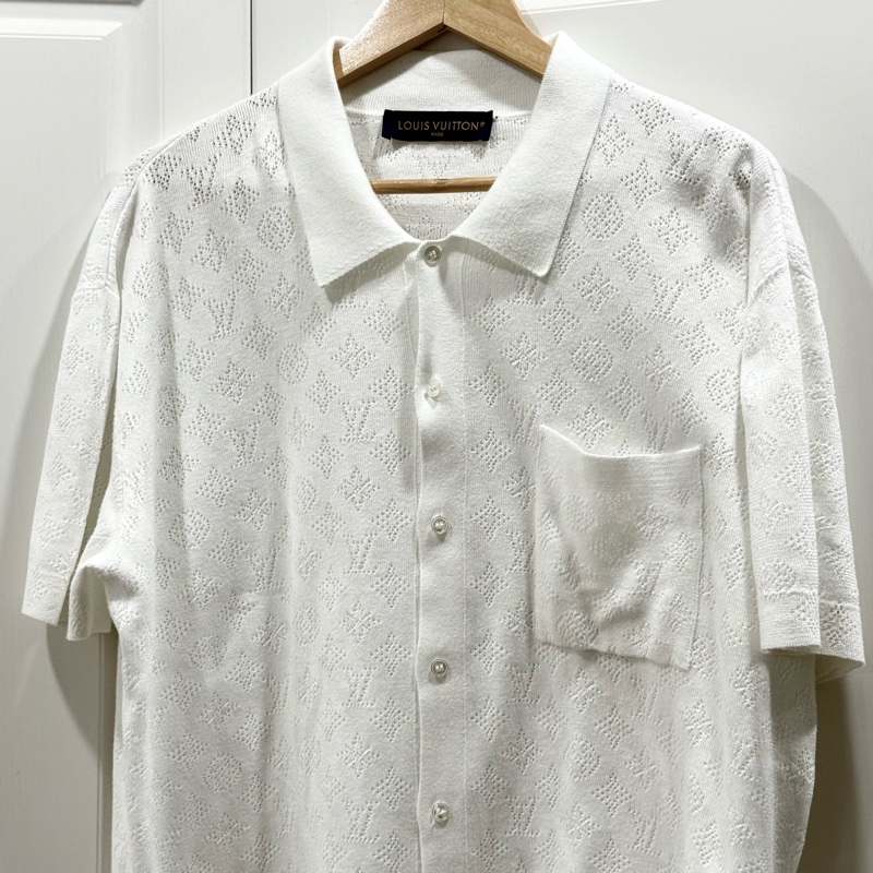Louis Vuitton Monogram 鏤空針織短袖Polo衫 尺碼M-1