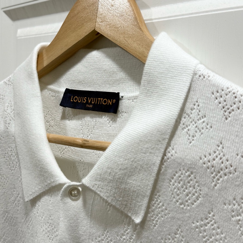 Louis Vuitton Monogram 鏤空針織短袖Polo衫 尺碼M-6