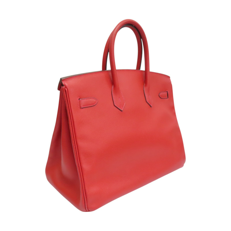 艷紅色 Courchevel牛皮 Birkin 35 柏金包 手提包 口I刻 銀扣【HERMES 愛馬仕】-1