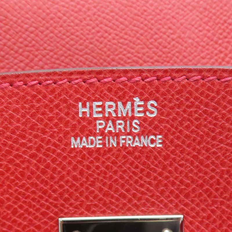 艷紅色 Courchevel牛皮 Birkin 35 柏金包 手提包 口I刻 銀扣【HERMES 愛馬仕】-5