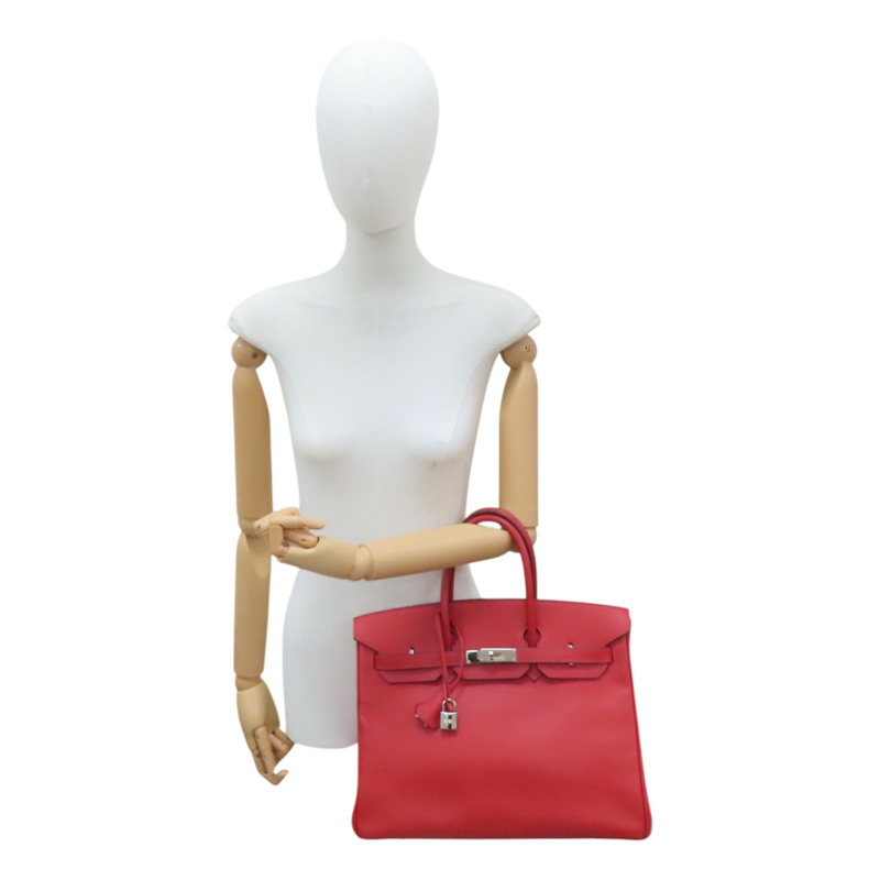 艷紅色 Courchevel牛皮 Birkin 35 柏金包 手提包 口I刻 銀扣【HERMES 愛馬仕】-9