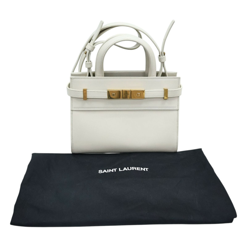米白色 牛皮 Nano Manhattan 兩用包【SAINT LAURENT YSL 聖羅蘭 】 593741-7