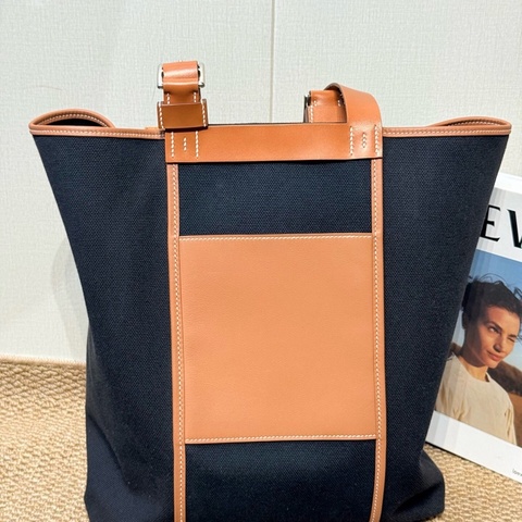 Hermes 愛馬仕 新款 sac etriviere pocket 27 單肩托特包 黑色帆布拼金棕色 29×🧡14×35 B刻 男女同款🧡
