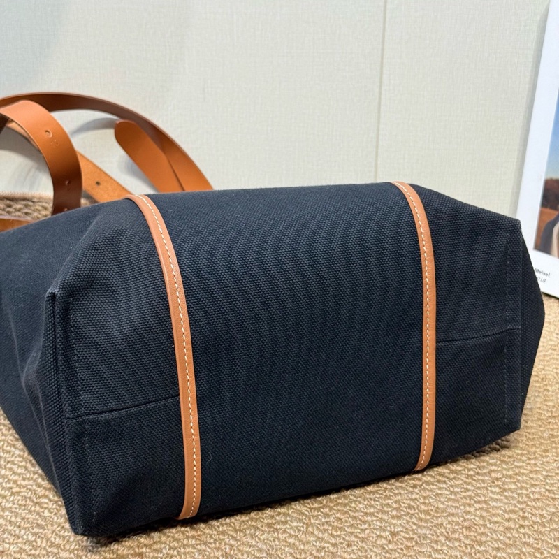 Hermes 愛馬仕 新款 sac etriviere pocket 27 單肩托特包 黑色帆布拼金棕色 29×🧡14×35 B刻 男女同款🧡-3
