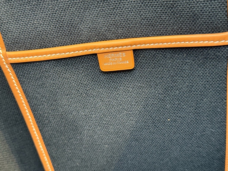 Hermes 愛馬仕 新款 sac etriviere pocket 27 單肩托特包 黑色帆布拼金棕色 29×🧡14×35 B刻 男女同款🧡-6