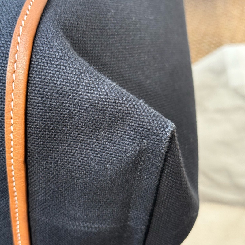 Hermes 愛馬仕 新款 sac etriviere pocket 27 單肩托特包 黑色帆布拼金棕色 29×🧡14×35 B刻 男女同款🧡-12