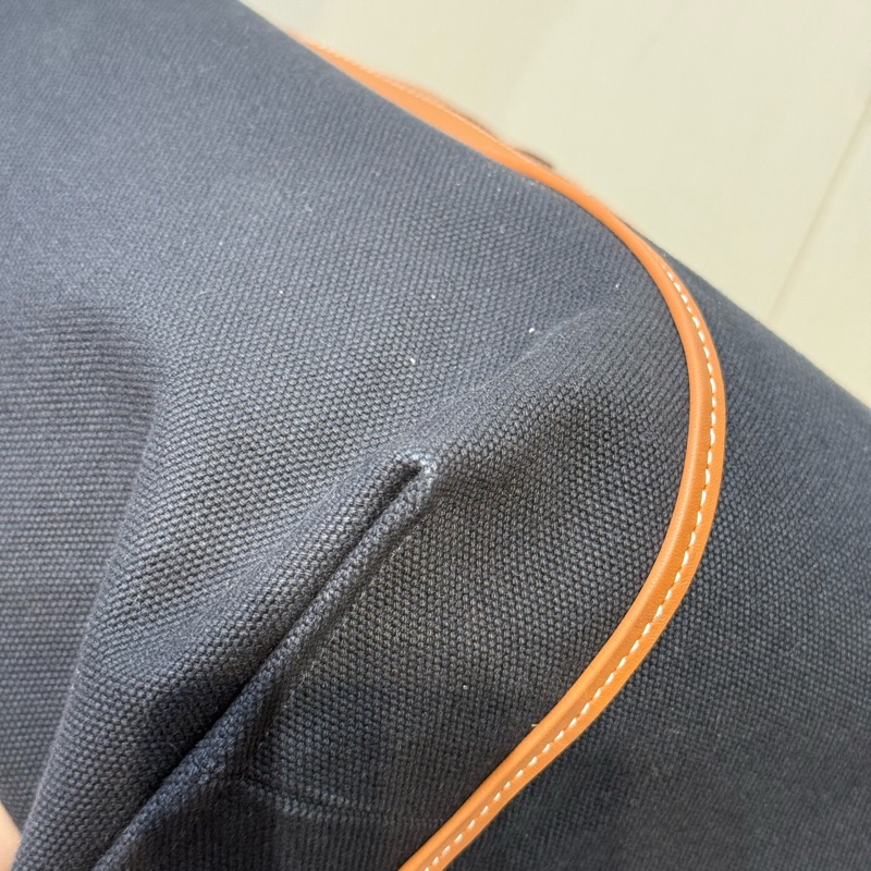 Hermes 愛馬仕 新款 sac etriviere pocket 27 單肩托特包 黑色帆布拼金棕色 29×🧡14×35 B刻 男女同款🧡-13
