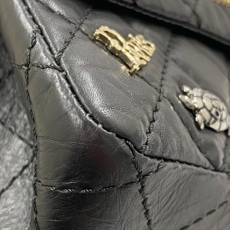 CHANEL 香奈兒 2.55 側背包 復古小牛皮 黑色 銀釦-6