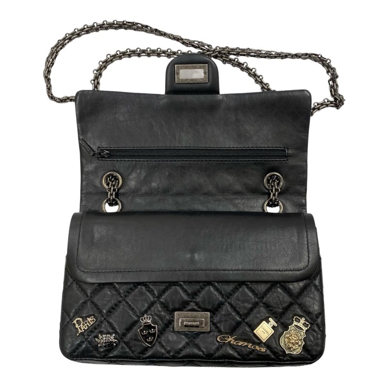 CHANEL 香奈兒 2.55 側背包 復古小牛皮 黑色 銀釦-10