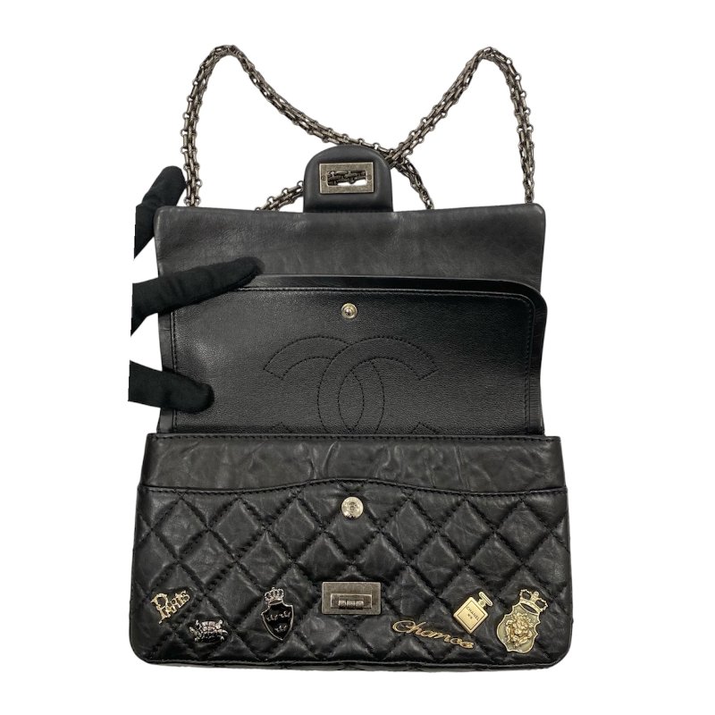 CHANEL 香奈兒 2.55 側背包 復古小牛皮 黑色 銀釦-11