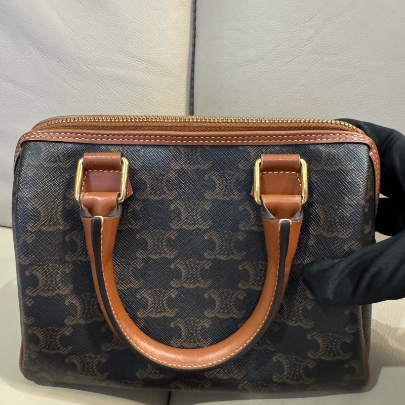 Celine 思琳 Boston老花波士頓包/手提斜背包/棕色/小號/95新美品-3