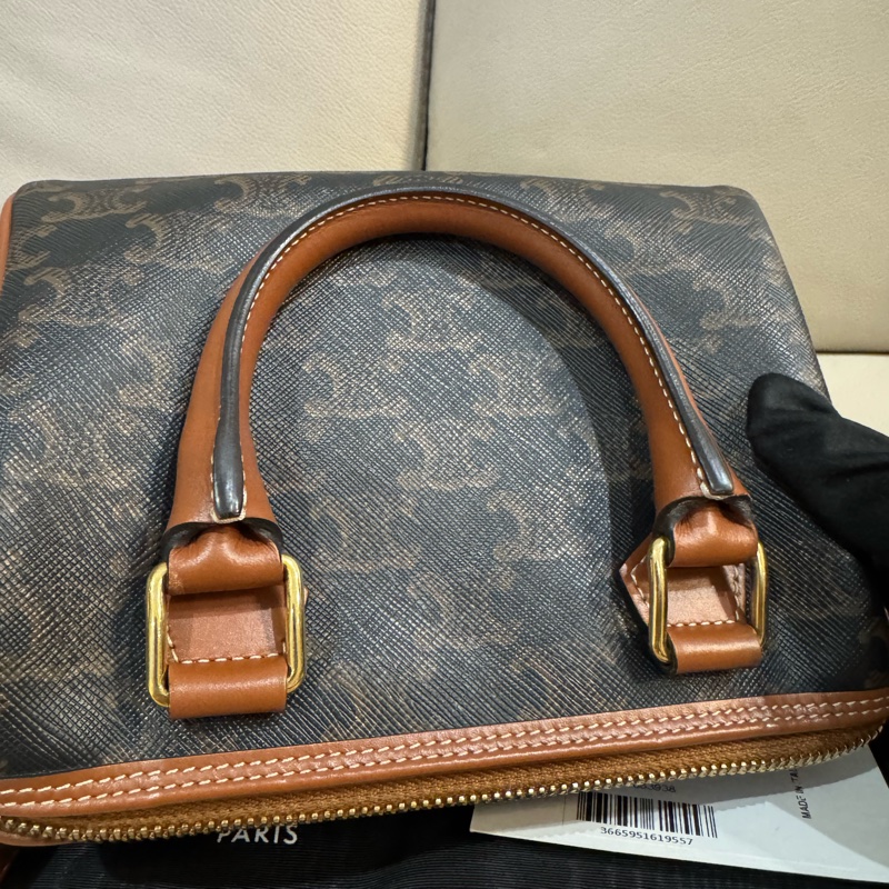 Celine 思琳 Boston老花波士頓包/手提斜背包/棕色/小號/95新美品-4