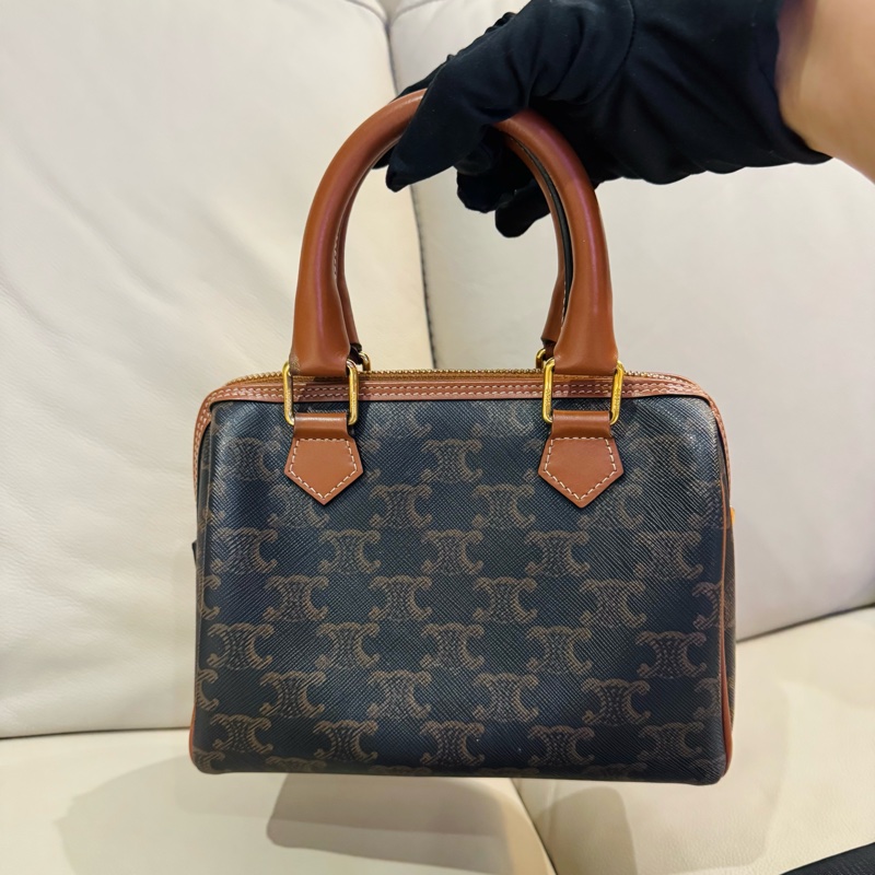 Celine 思琳 Boston老花波士頓包/手提斜背包/棕色/小號/95新美品-5