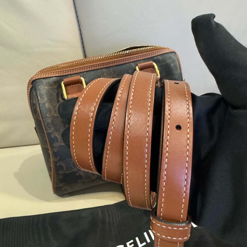Celine 思琳 Boston老花波士頓包/手提斜背包/棕色/小號/95新美品-7