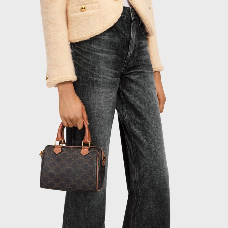 Celine 思琳 Boston老花波士頓包/手提斜背包/棕色/小號/95新美品-9