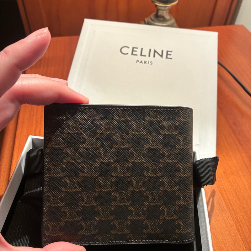全新CELINE 老花短夾 男款-3