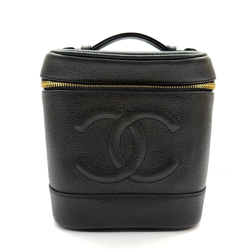 CHANEL 香奈兒 黑色荔枝紋牛皮手提包 VANITY TOP HANDLE-0