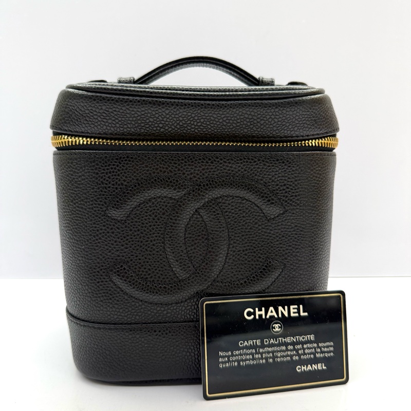 CHANEL 香奈兒 黑色荔枝紋牛皮手提包 VANITY TOP HANDLE-2