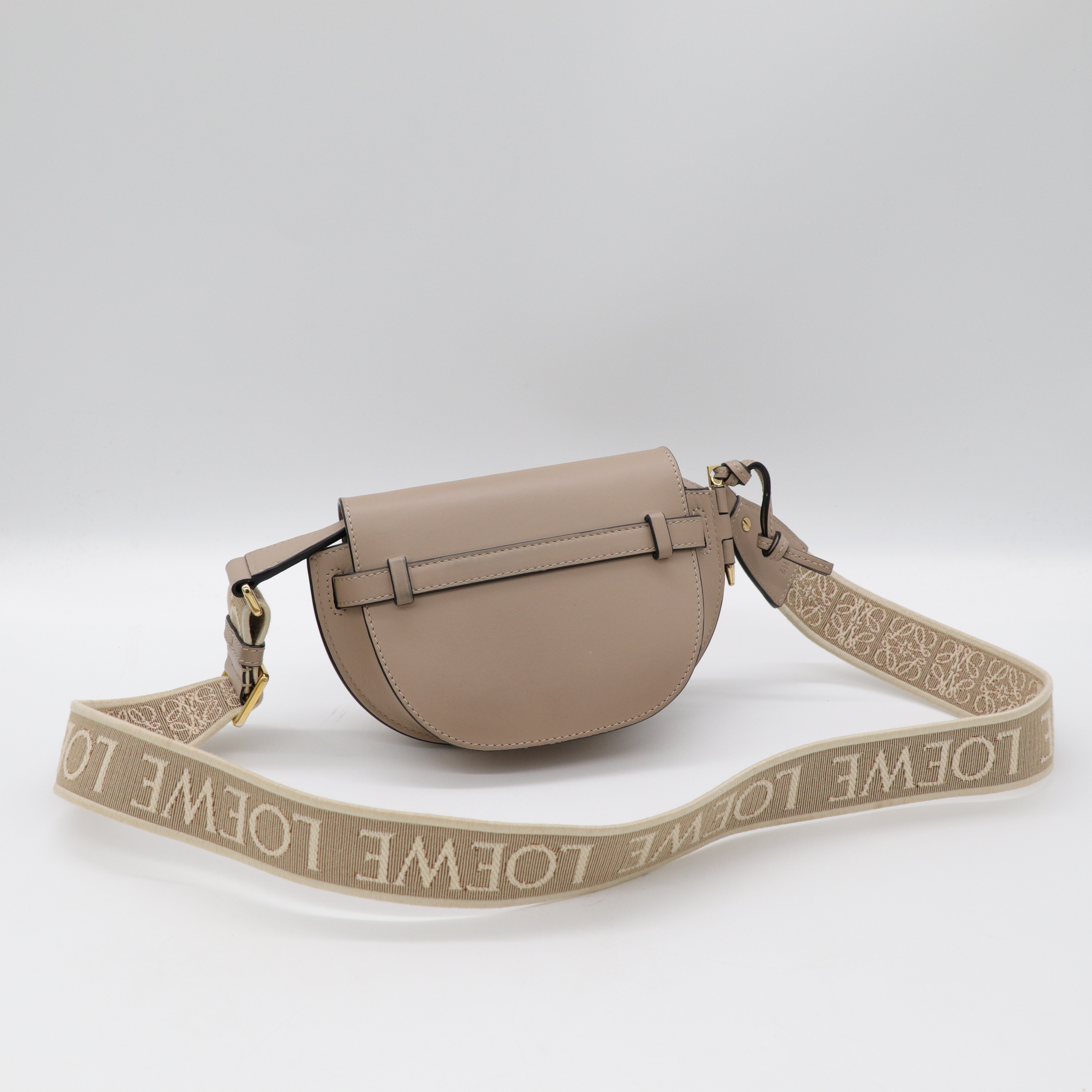 Loewe 羅威 Mini Gate 燕麥色 牛皮 斜挎包 單肩包-4