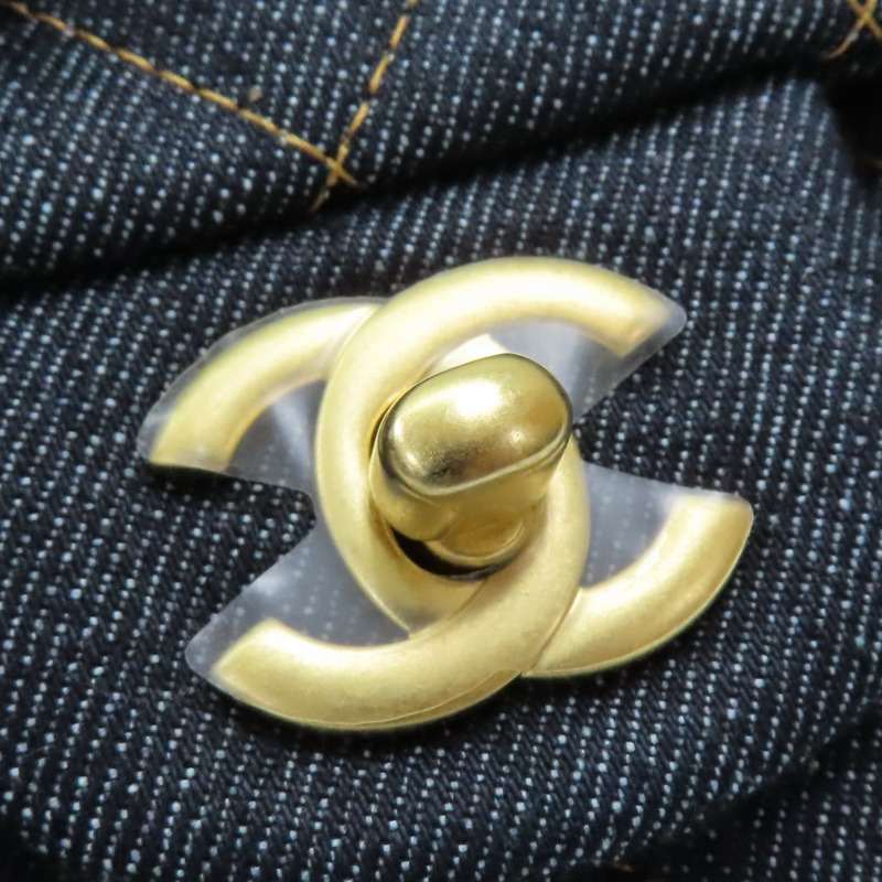 藍色 單寧布 Classic Flap Mini 鍊帶 肩背包 金扣【CHANEL 香奈兒】 A69900-5