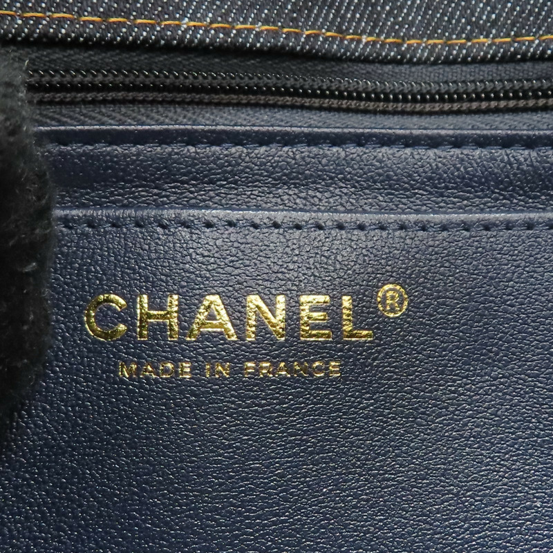 藍色 單寧布 Classic Flap Mini 鍊帶 肩背包 金扣【CHANEL 香奈兒】 A69900-7