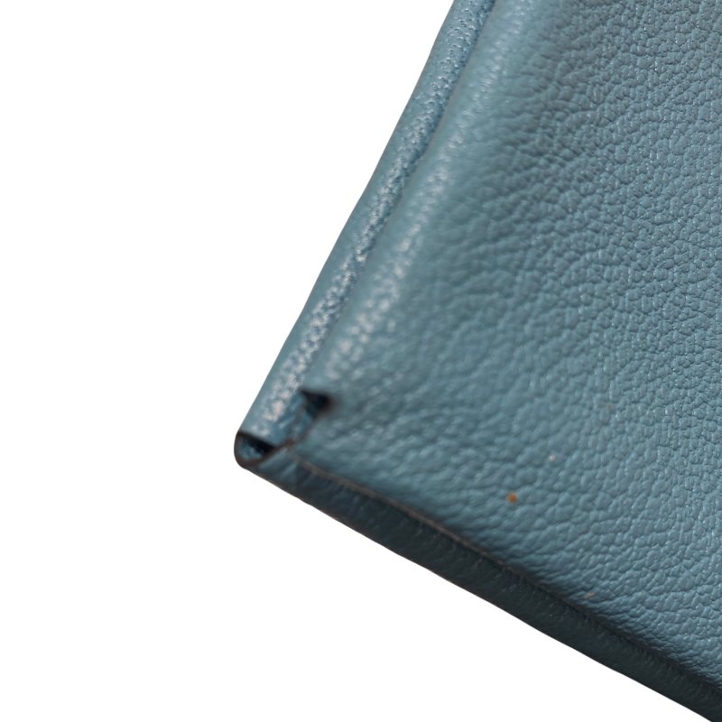 HERMÈS 愛馬仕 CALVI DUO 藍綠色 皮革 銀扣-4