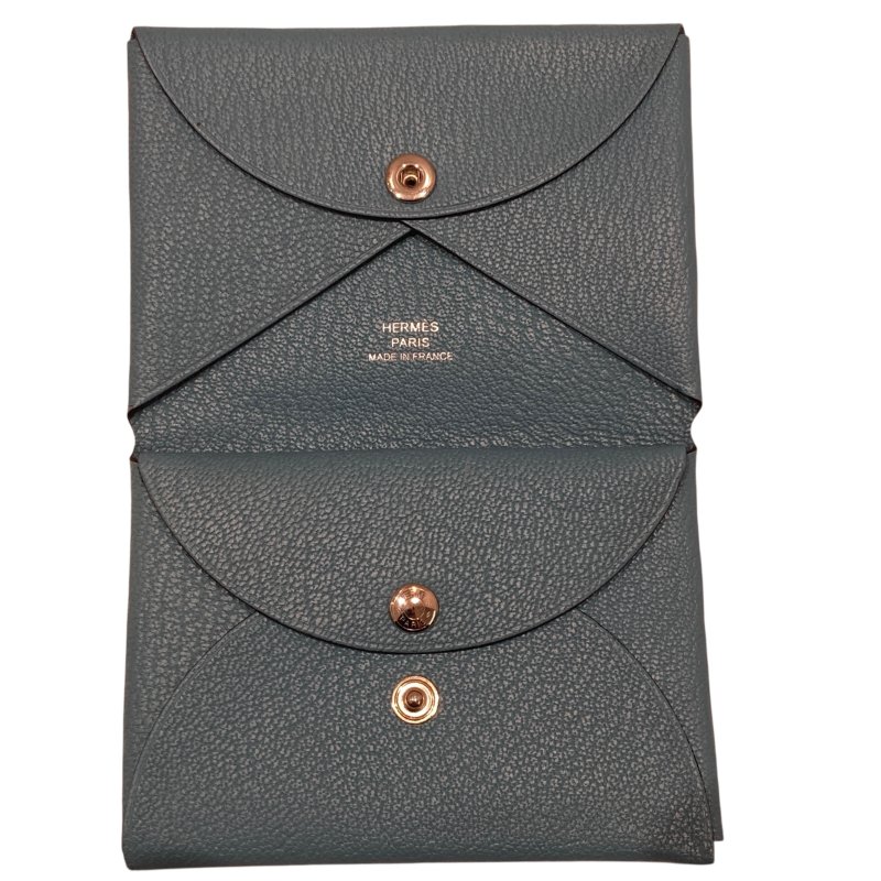HERMÈS 愛馬仕 CALVI DUO 藍綠色 皮革 銀扣-10