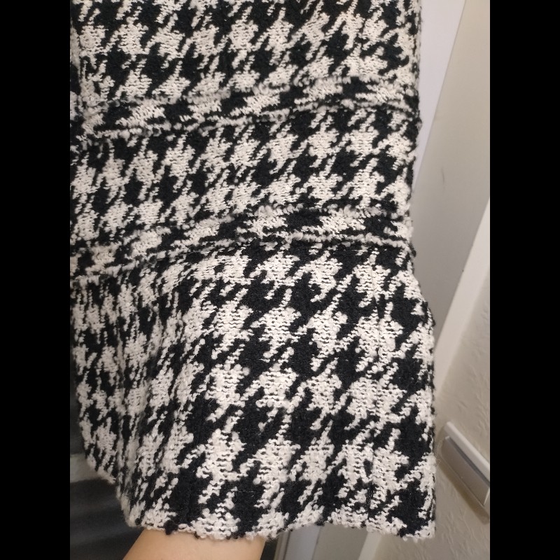 Chanel 黑紗拼黑白千鳥格毛呢外套-8