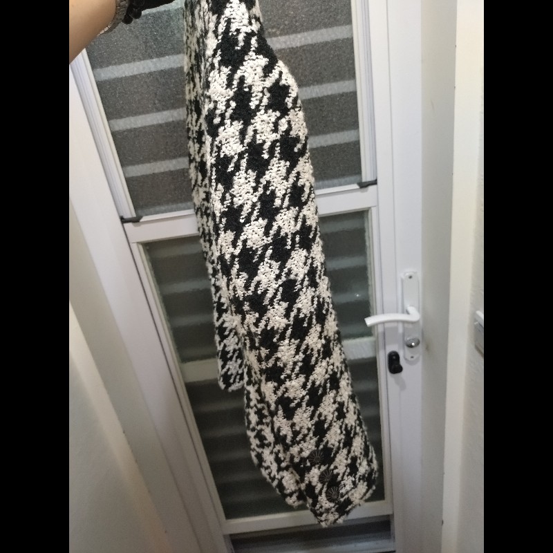 Chanel 黑紗拼黑白千鳥格毛呢外套-13