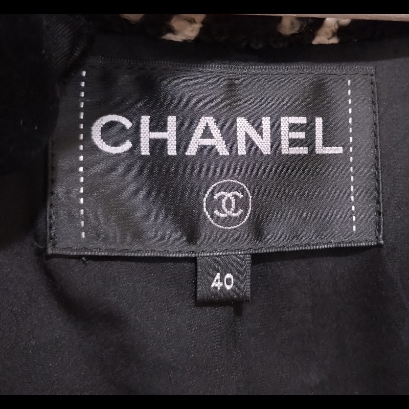 Chanel 黑紗拼黑白千鳥格毛呢外套-27